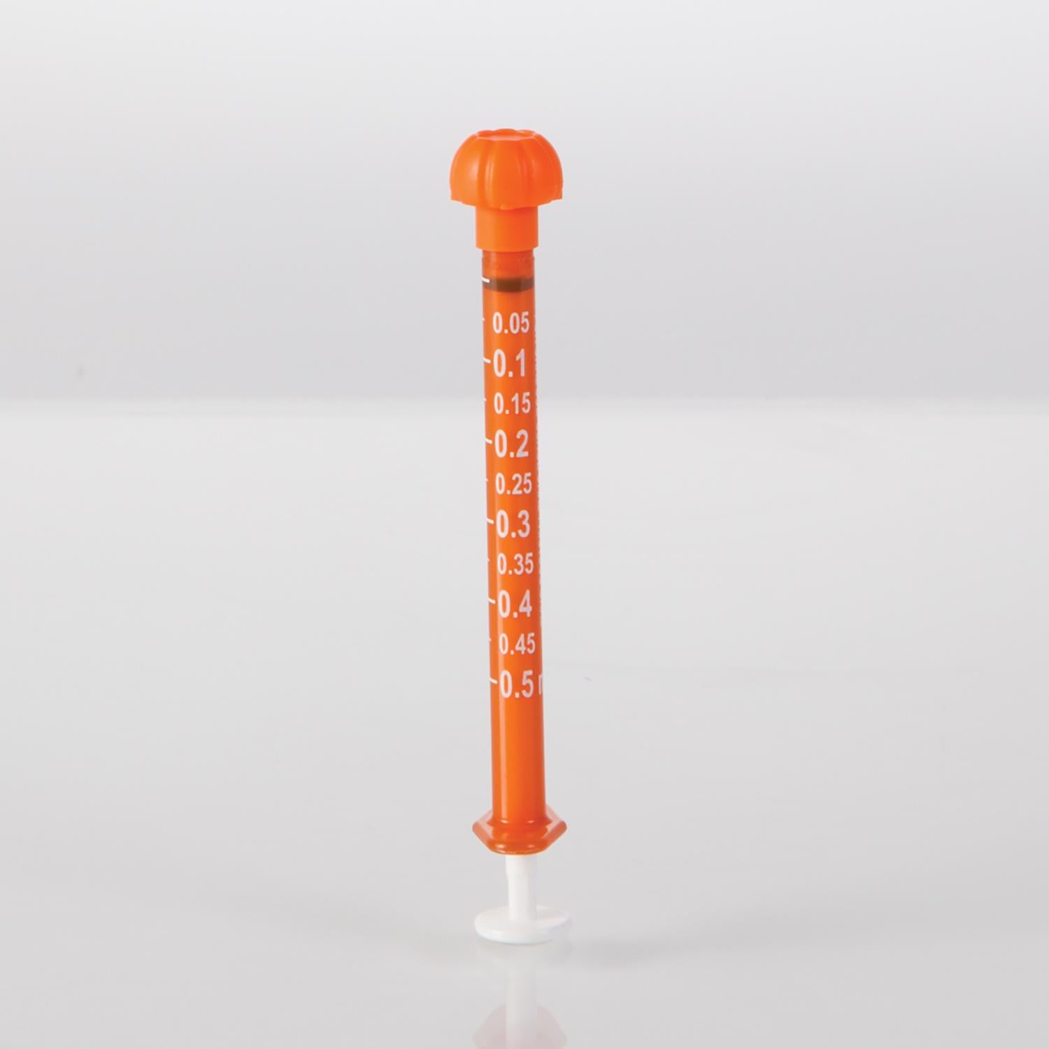 NeoMed® Oral Dispensers with Tip Caps, 0.5mL, Amber/White, 100
