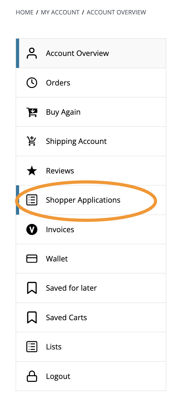 Account Setup Shopper Applications