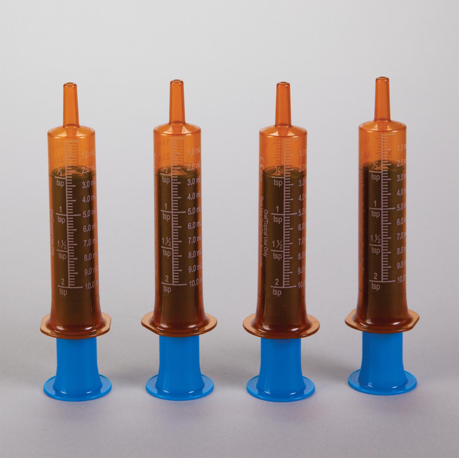 Oral Dispenser, 10 Ml, Amber, Blue Plunger - 17246B - Health Care
