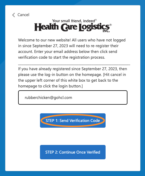 Register Step 2 Send Code