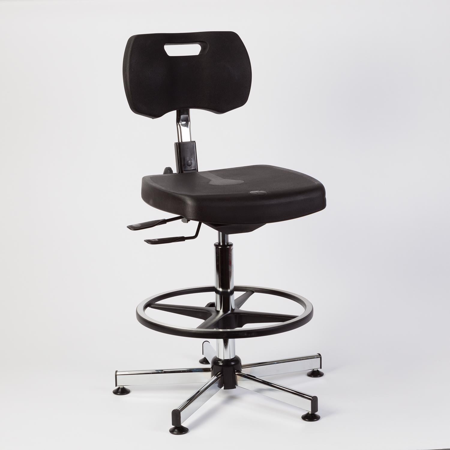 Kango® High Polyurethane Seat Chair w / Tilt and Footrest, Black