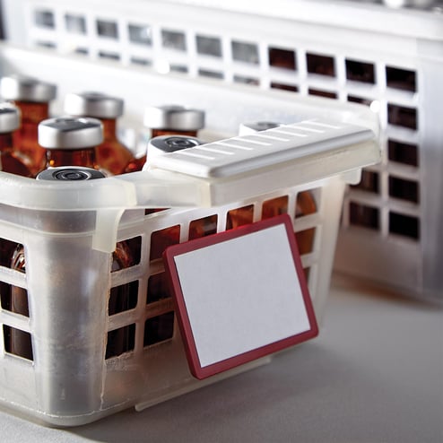 Label Holders for Easy Exchange System Cart Baskets, Trays and