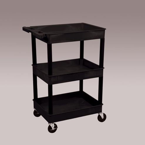 Utility Cart with Three Tub Shelves, Black - 17824K - Health Care