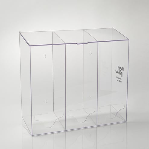 HCL® Glove Box Holder w/Dividers, Clear PETG, Triple - 17896