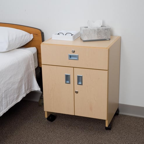 Mobile Locking Bedside Cabinet