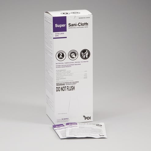 Super Sani-Cloth® Germicidal Wipes, Individually Wrapped, Case