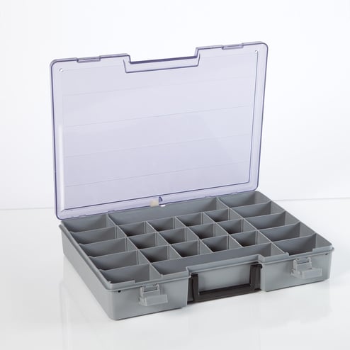 Plastic Utility Box w/ Removable Dividers, 15 x 2½ x 12 - Health