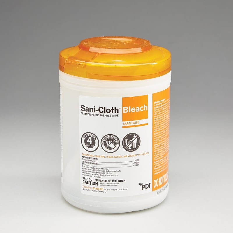 Sani-Cloth® Bleach Germicidal Wipes, 6 x 10½, Canister - 20011